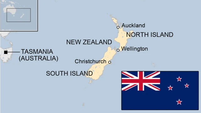 Map of New Zealand and Surrounding Countries